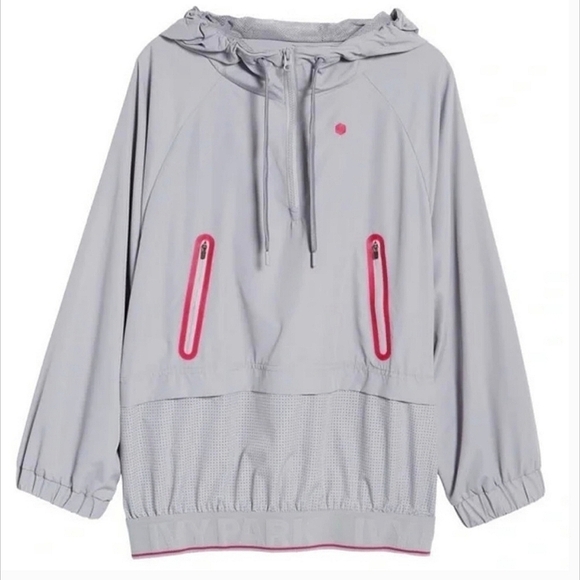 Ivy Park Perforated Hooded Pull Over with Banded Hem in Purple & Pink Sz Medium - Picture 7 of 14